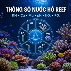 Thông số nước hồ cá biển tiêu chuẩn: KH, Ca, Mg, pH, NO₃ và PO₄ bao nhiêu?